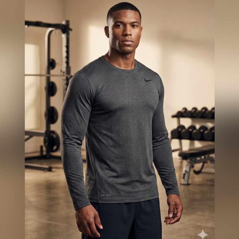Nike Dri Fir Men's Charcoal Long Sleeve Tee